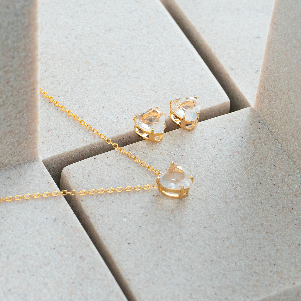 Miniatura: Conjunto Coração Cristal Tamanho P - Dourado