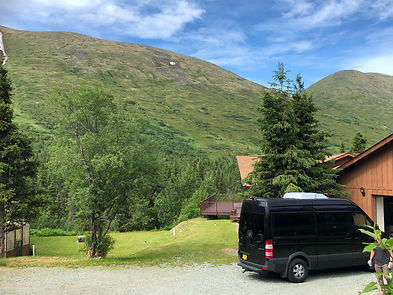 Van at the lodge