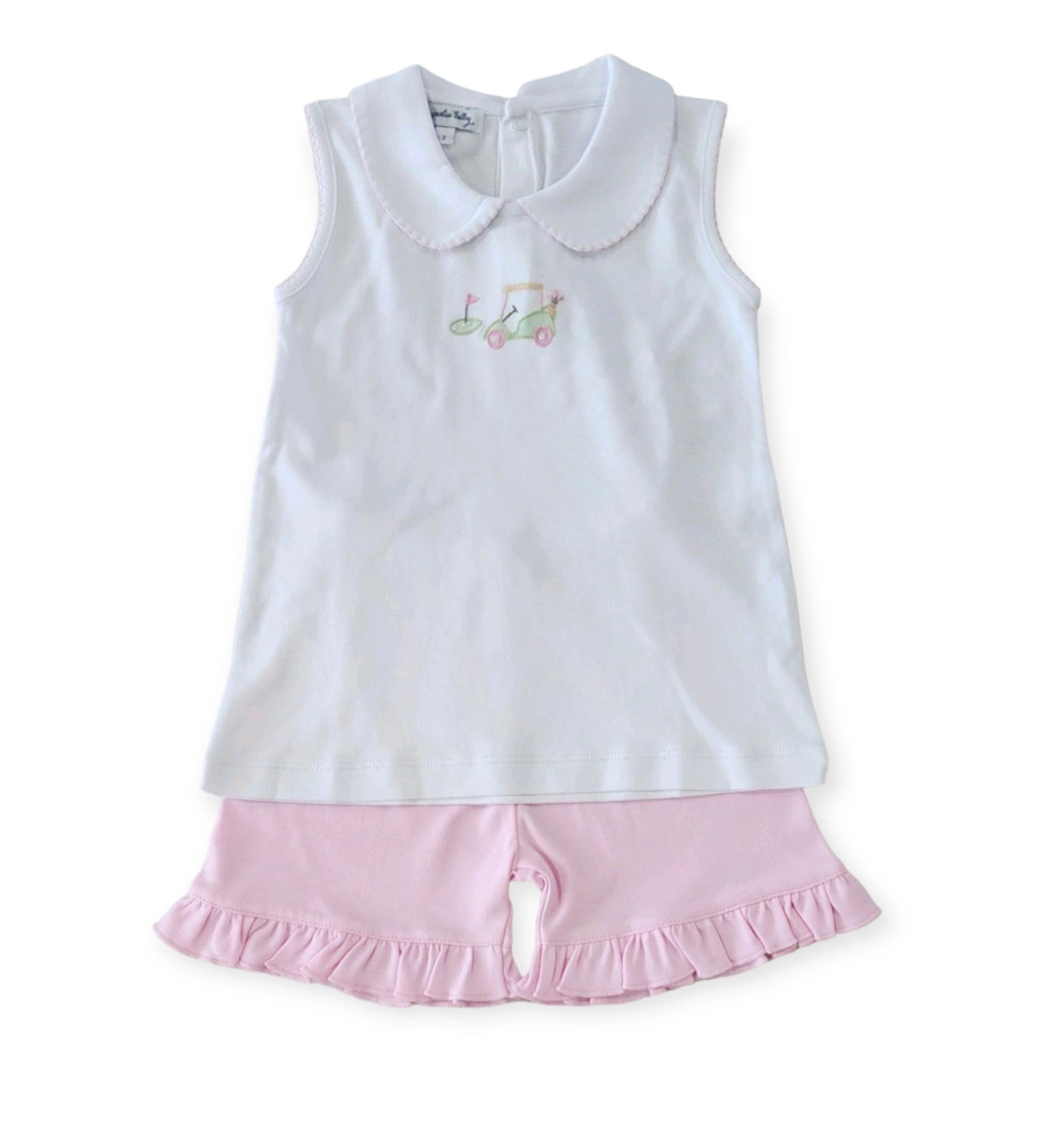 Girl On the Green Embroidered Collared Sleeveless Short Set by Magnolia Baby