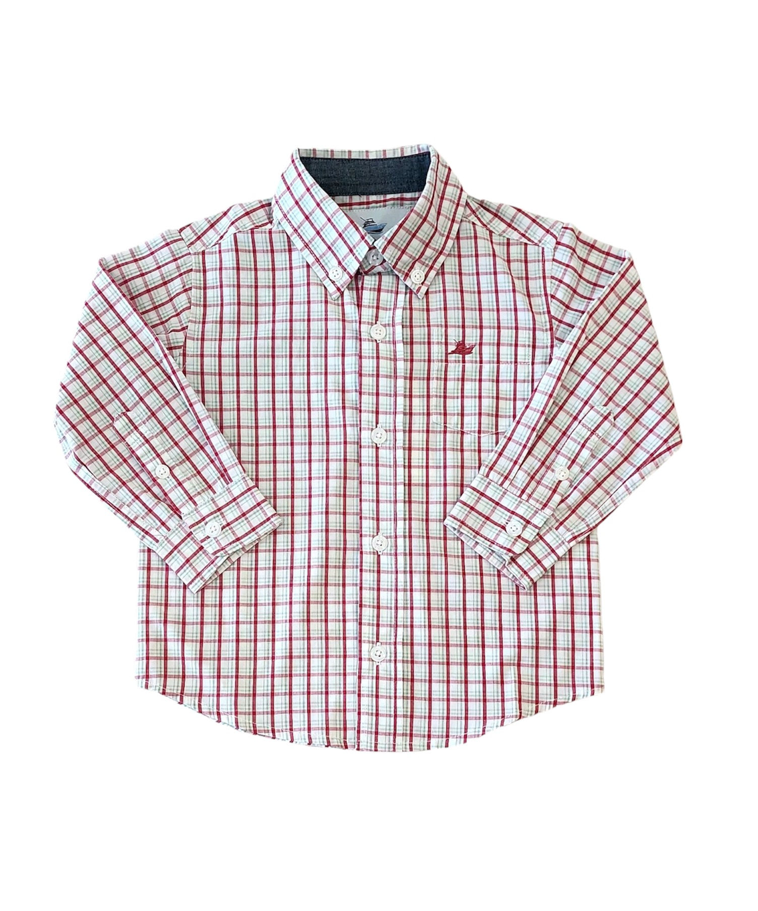 Dress Shirt-Red/Light Green Plaid by Southbound