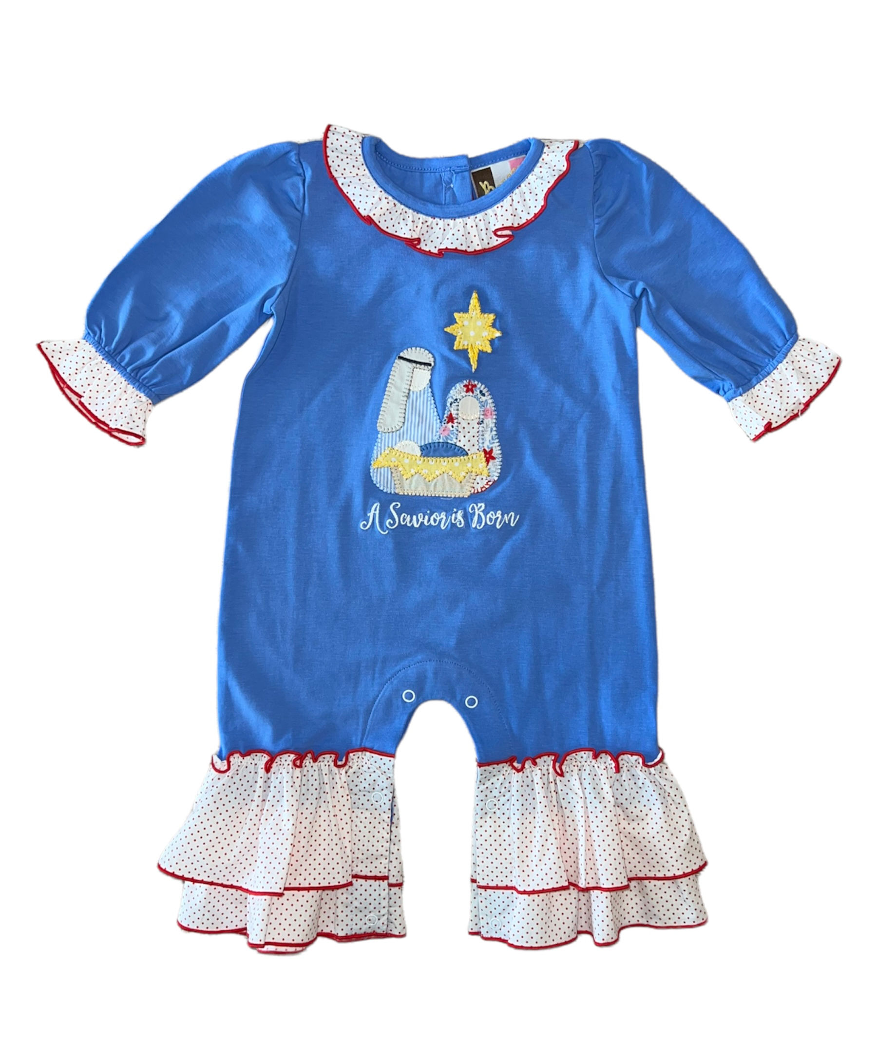 A Savior is Born Applique Girls Romper by Banana Split 