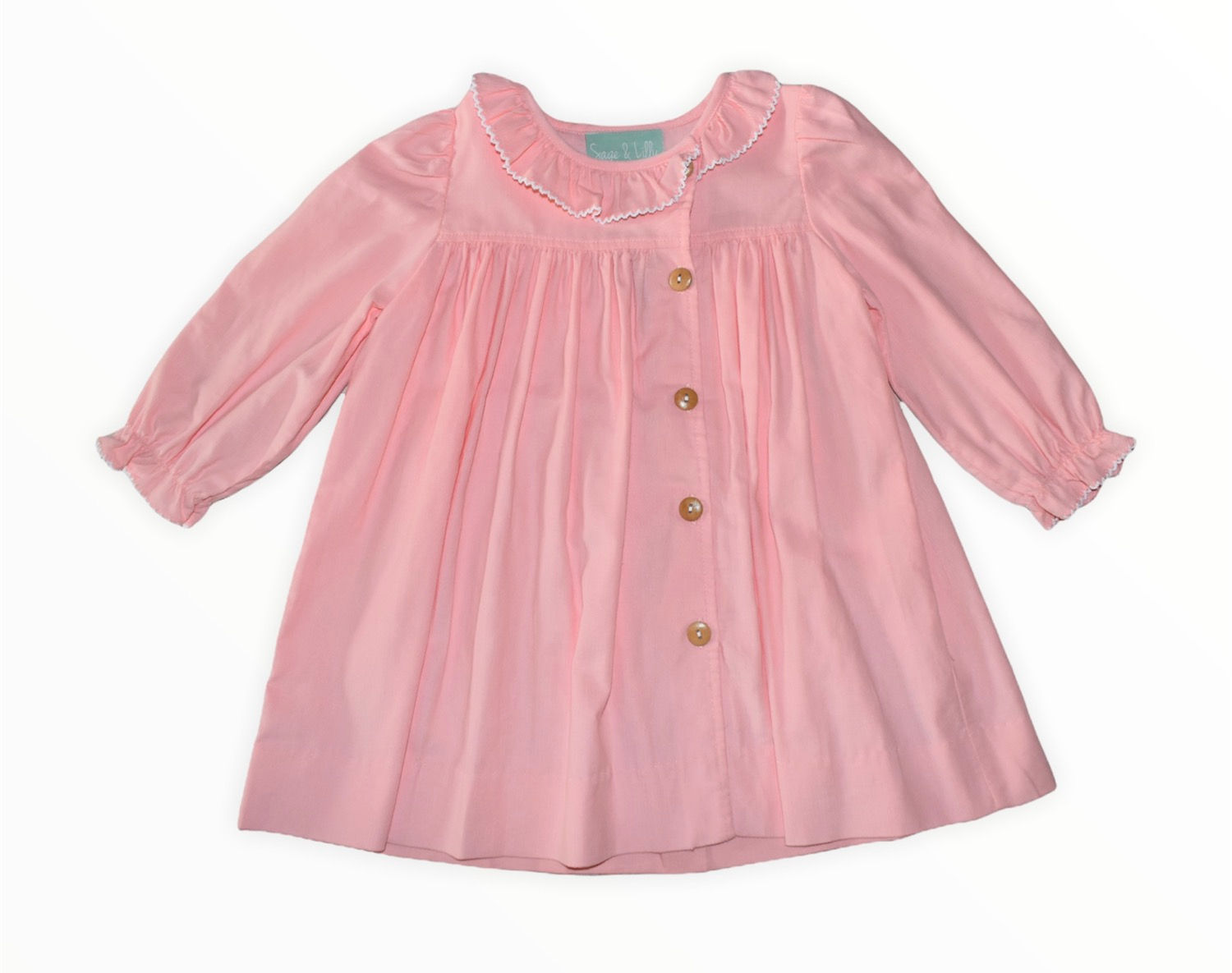 Pink Cord Side Button Dress by Sage and Lilly