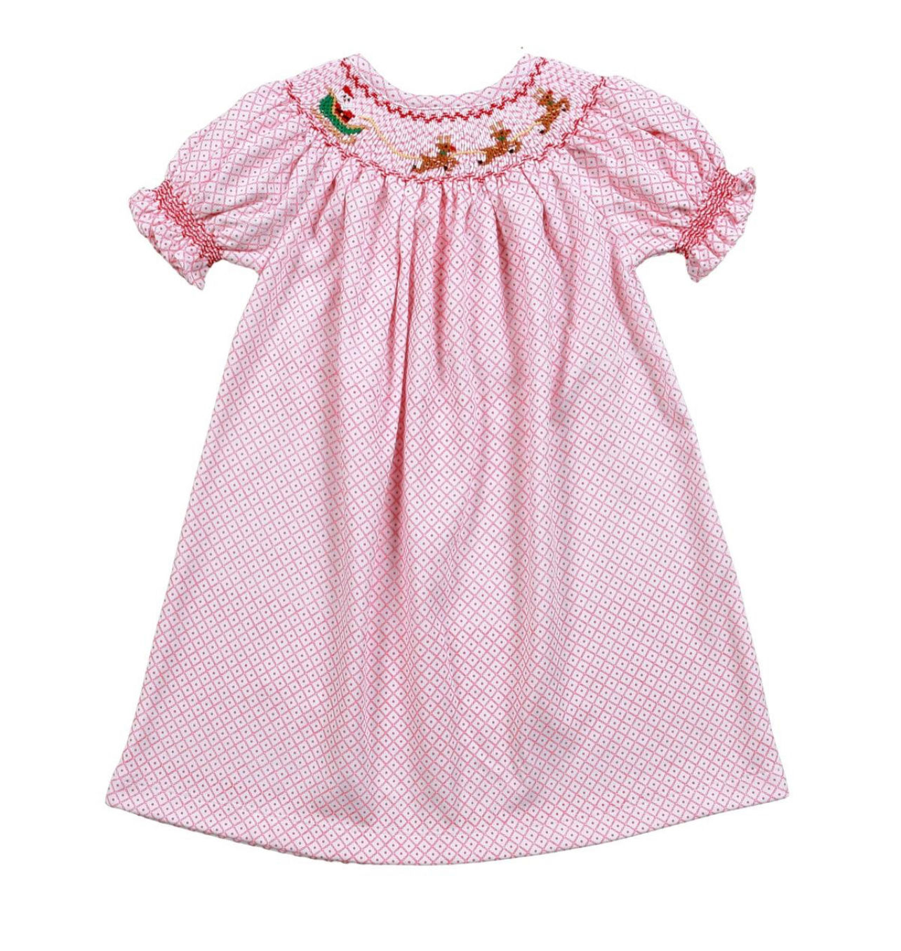 Red Diamond Christmas Pima Hand Smocked Dress by Baby Loren