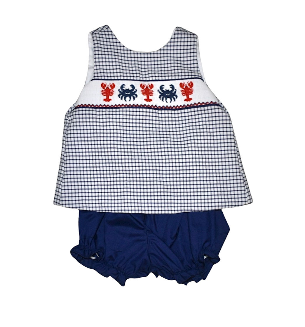 Smocked Crawfish/Crab Bloomer Set by Krewe Kids