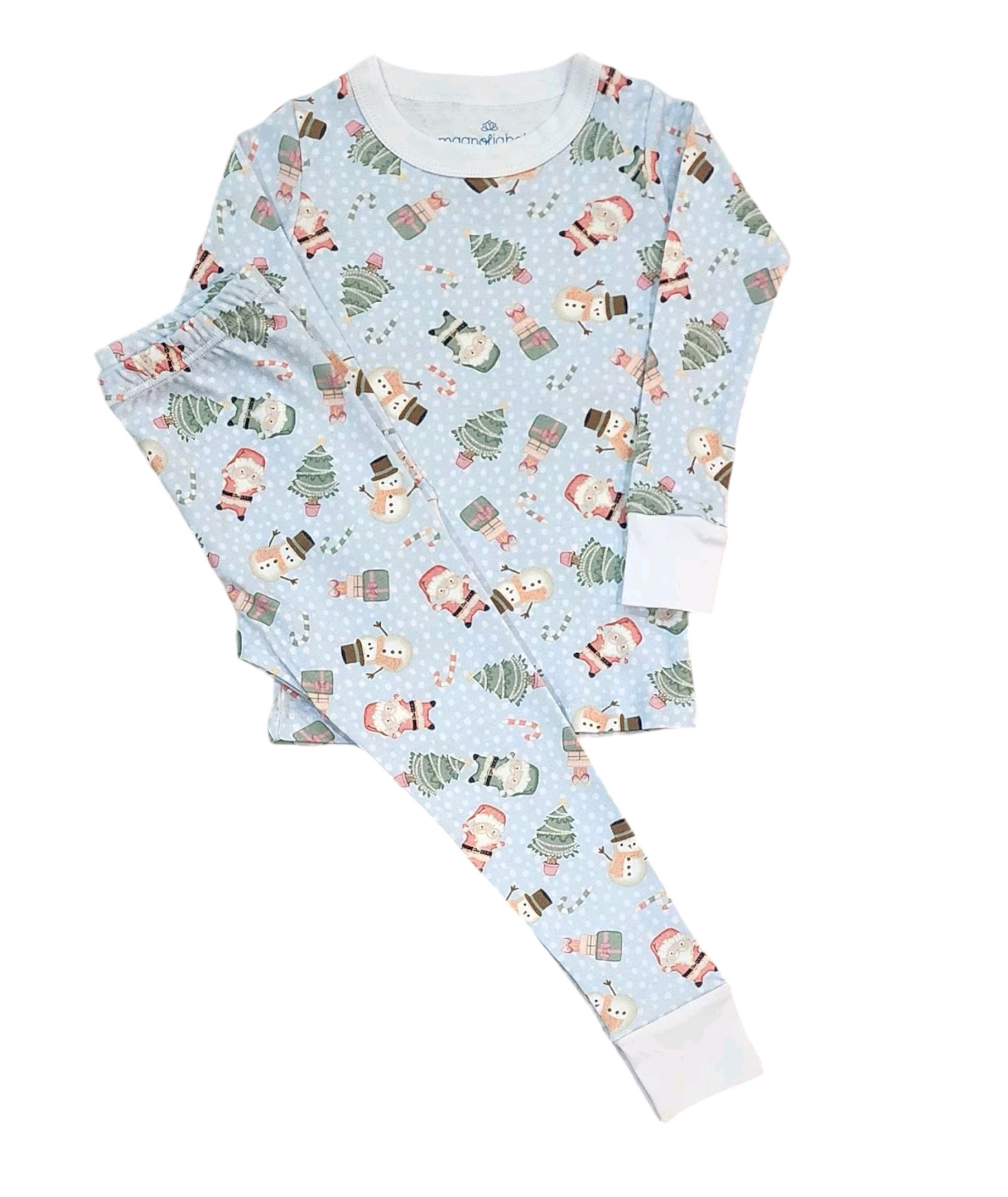 Sweet Little Christmas Blue Long Pajamas by Magnolia Baby