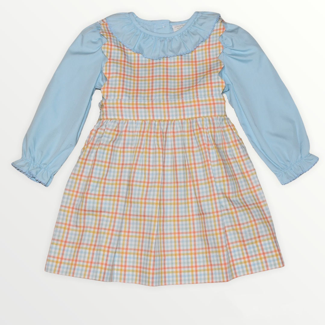 Scallop Pastel Plaid Dress Set by Sage and Lilly