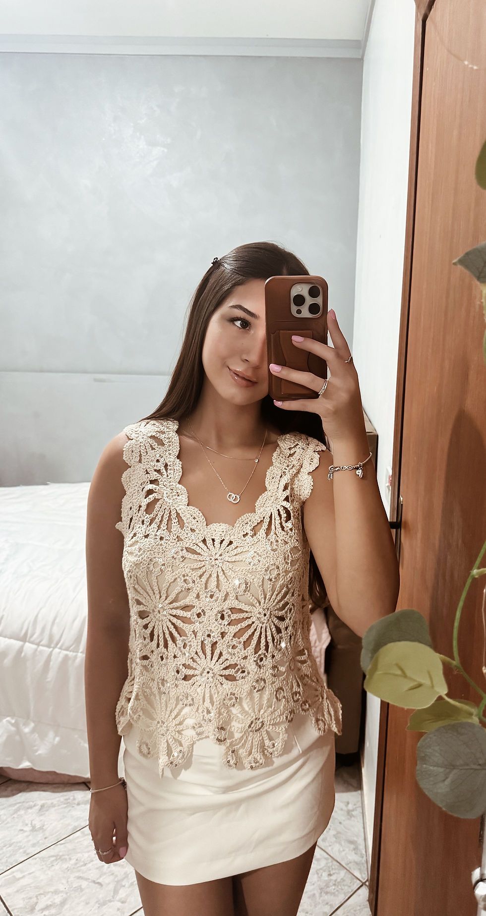Miniatura: TOP ILHA EM CROCHÊ COM PAETÊ