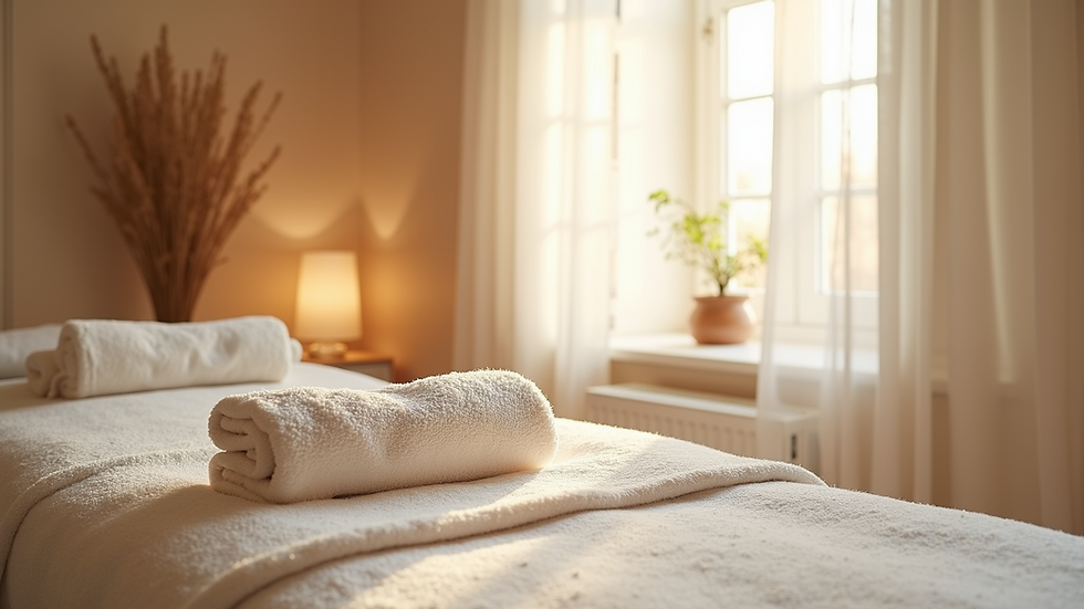 Eye-level view of a serene room designed for lymphatic drainage therapy
