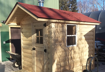 Cedar sauna half log siding duluth mn minnesota Christensen wood stove wood burning saunas wi wisconsin mi michigan for sale