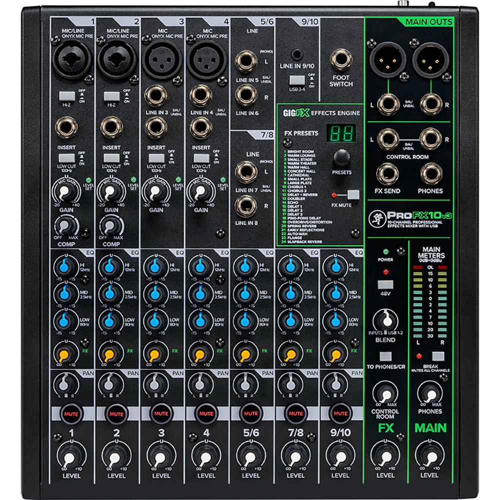 Mackie ProFX10v3+ 10-Channel Analog Mixer W/ FX, USB Recording Modes & Bluetooth