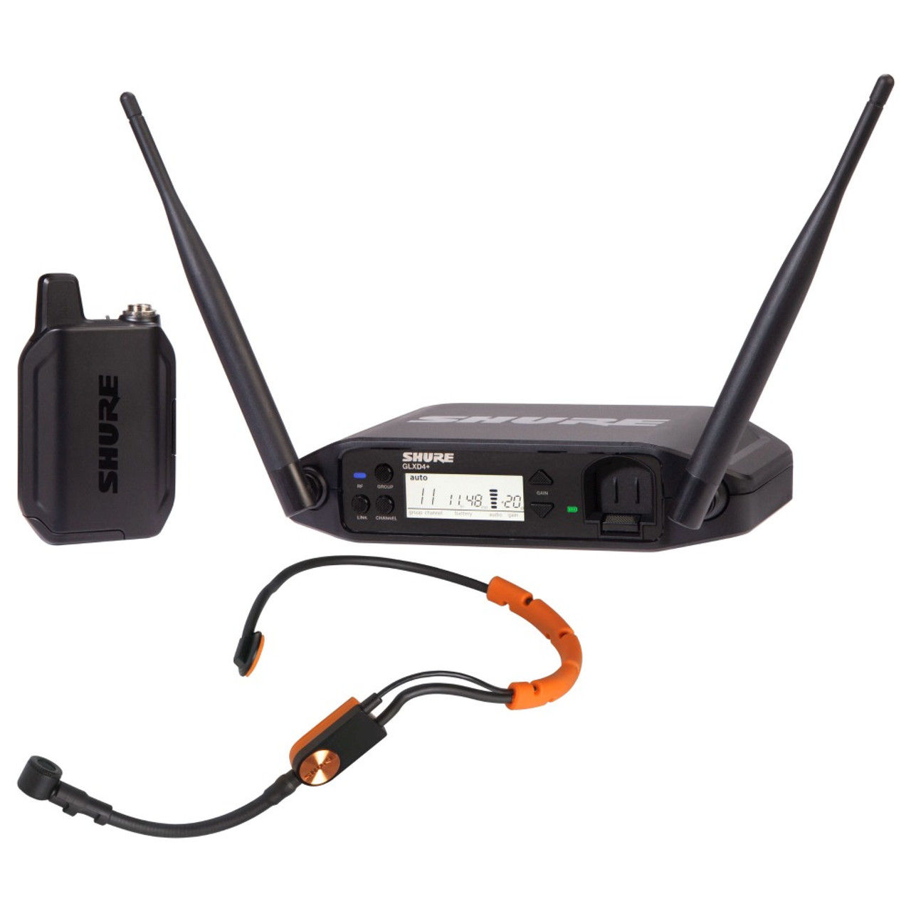 Shure The GLX-D+ Dual Band Wireless Headset System features the SM31FH & GLXD4+