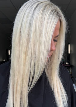 Bright blonde highlights at Rode Salon in St. Johns, Florida