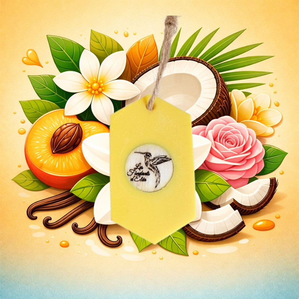 Miniature : Suspension parfumée Monoï senteur coco fleurs exotiques pour armoire ou intérieur