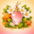 Illustration parfum Noblesse avec miel, fleurs blanches et feuilles vertes