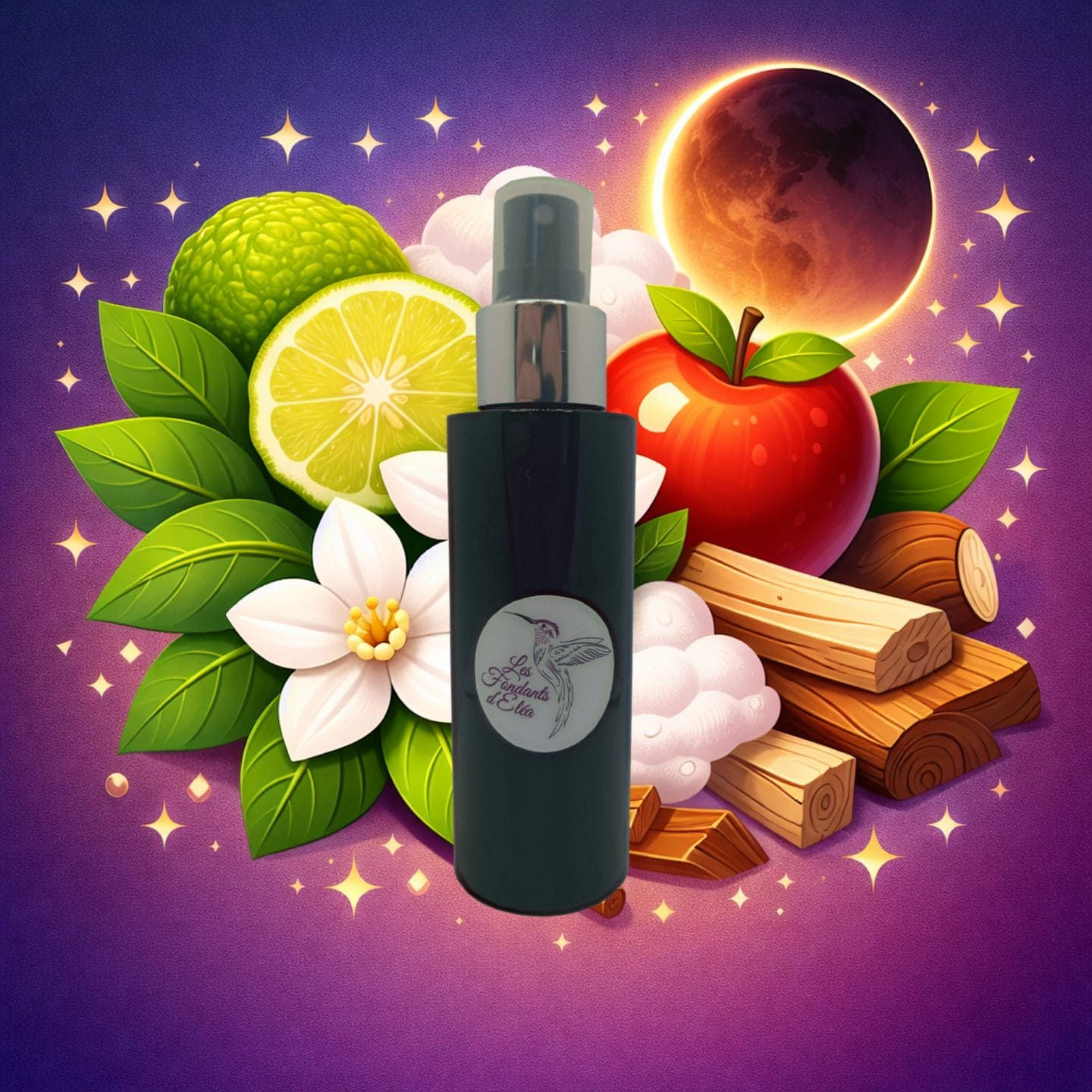 Spray parfum d’intérieur Éclipse de Lune parfum d’ambiance fruité floral et boisé