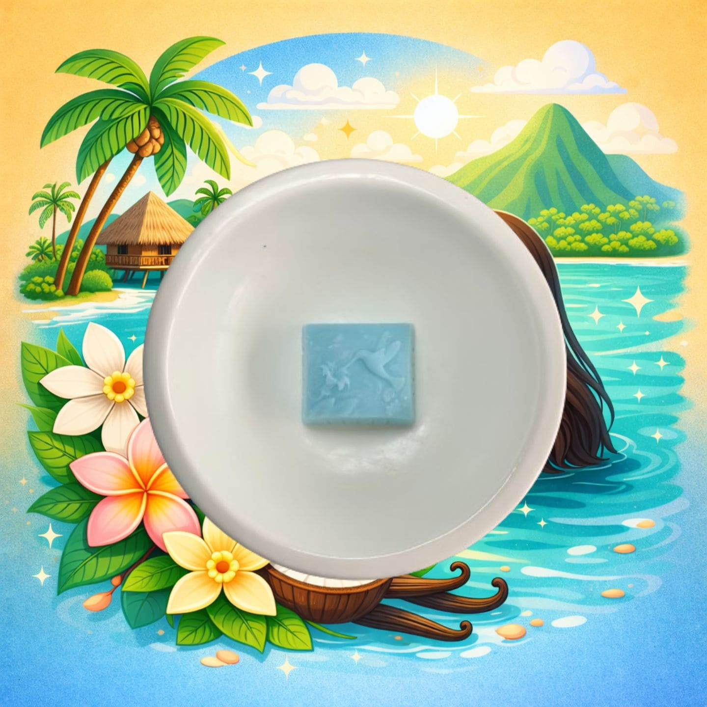 Fondant parfumé Relaxation à Tahiti diffusé dans brûleur parfum coco exotique