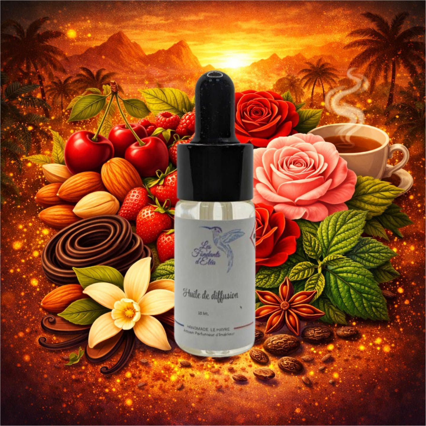 Huile parfumée narco pour diffusion ambiance gourmande chaude aux notes sucrées et épicées
