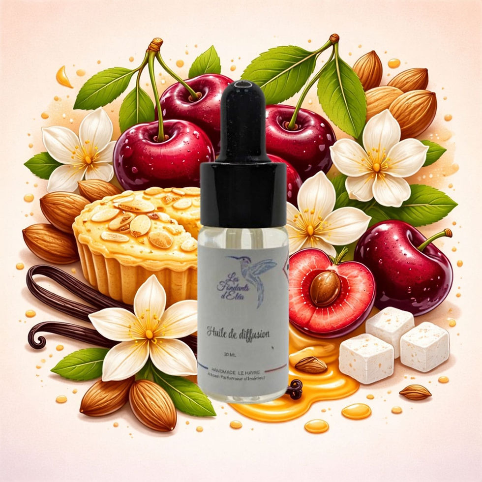 Miniature : Huile parfumée cerise noire pour diffusion aux notes gourmandes sucrées et amandées