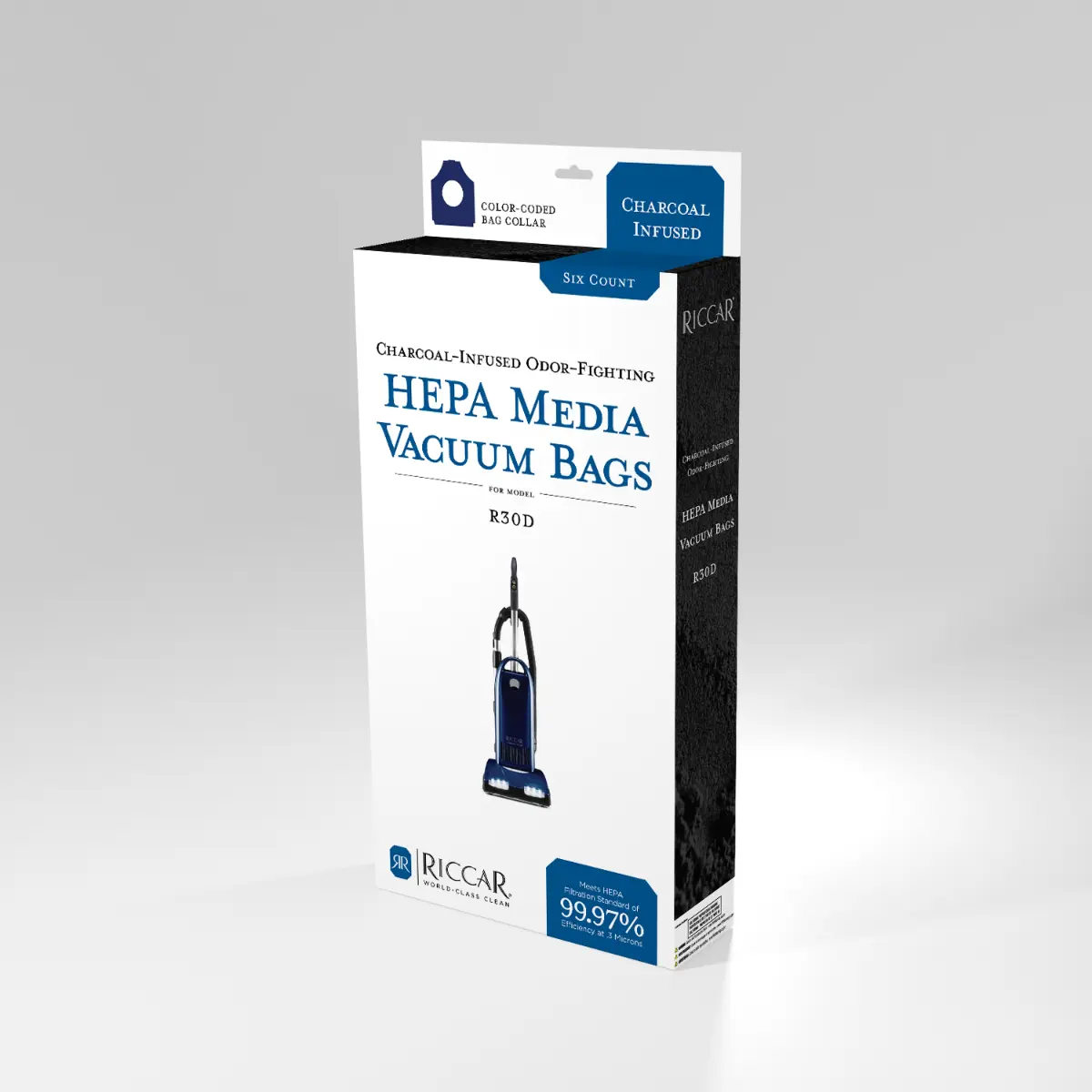 Riccar Charcoal-Lined HEPA Media Bags for R30D, 6 Pk.