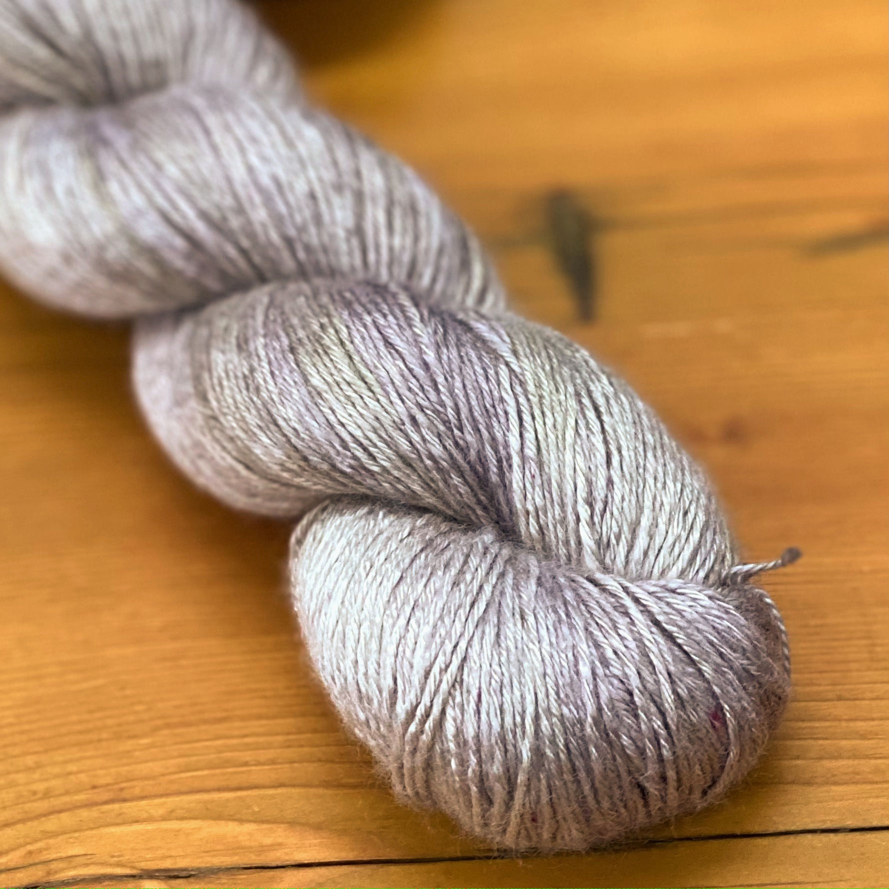 "Pale Walnut” Theodoras Pearls fingering bamboo yarn, local CO dyer, US made