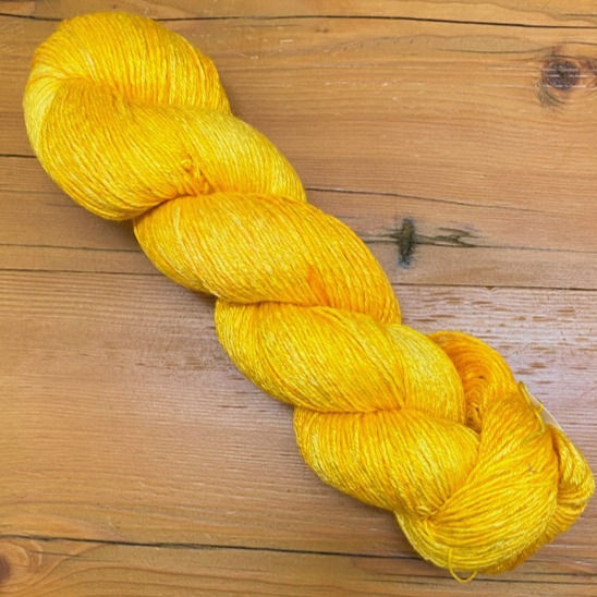 “Tangerine" Theodoras Pearls fingering bamboo yarn, local CO dyer, US made
