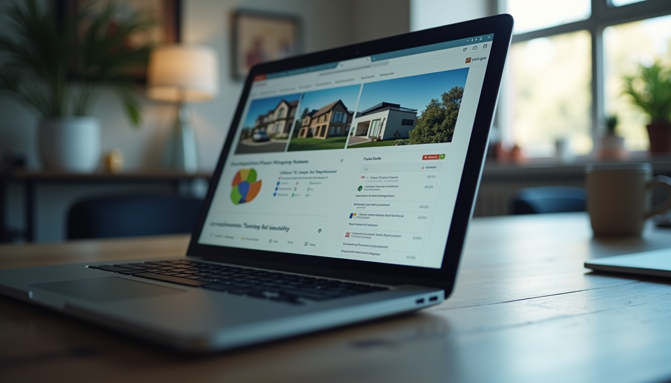 Close-up view of a laptop screen showing real estate data