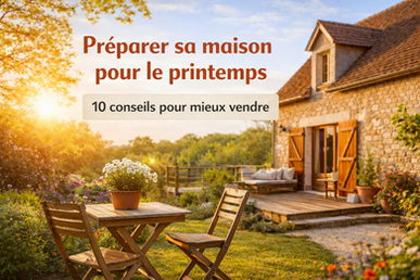 Maison avec jardin au printemps illustrant un guide pratique pour préparer sa maison avant une vente immobilière et optimiser son apparence pour les acheteurs.