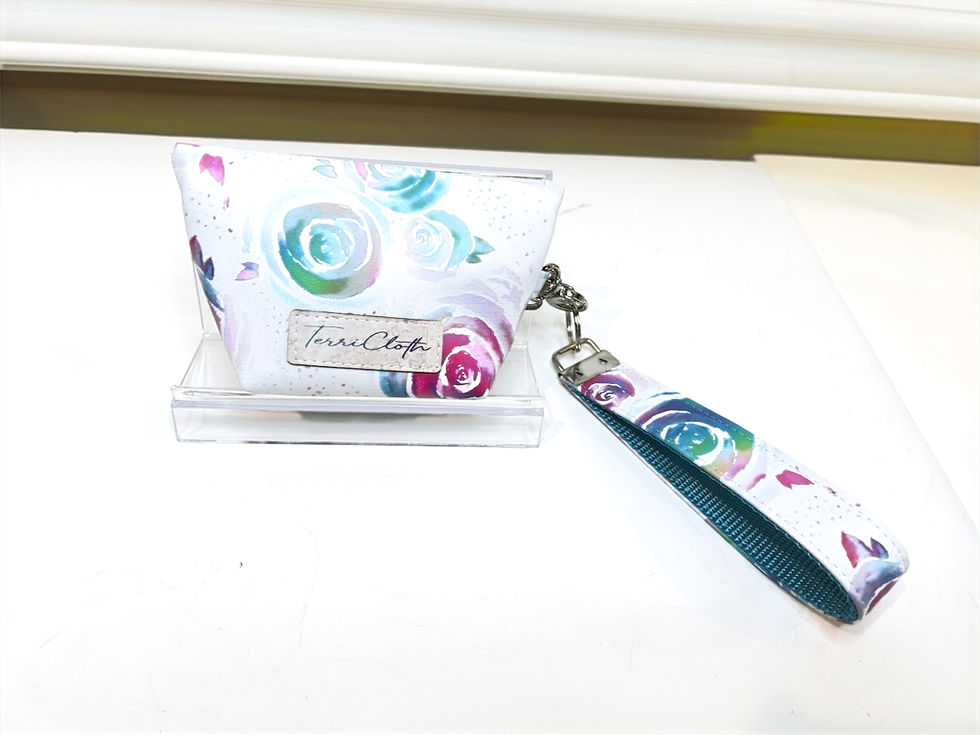 Thumbnail: Watercolor Rainbow Roses Dog Walking Bag with Wristlet Keychain Strap