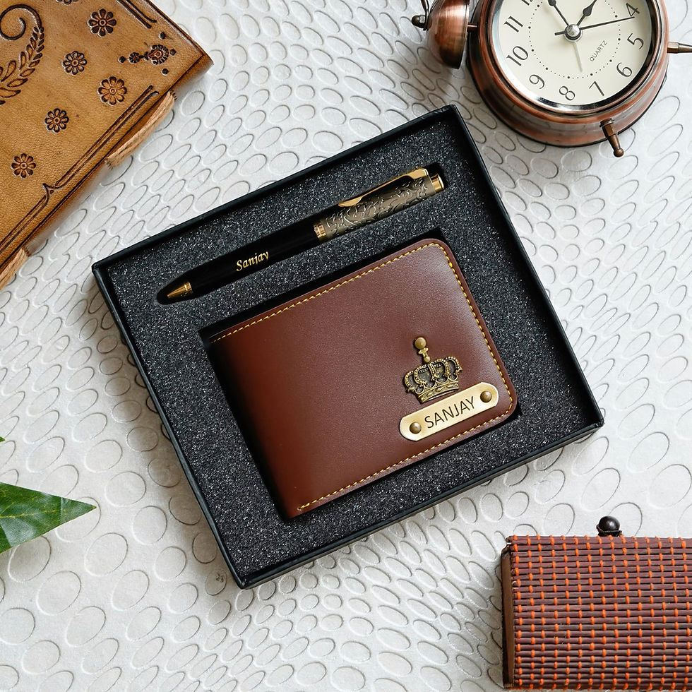 Thumbnail: Men's Personalized Wallet and Pen Gift Combo Hamper