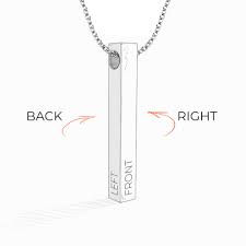 Thumbnail: 4 Sided Personalized Vertical Bar Name Necklace - Silver