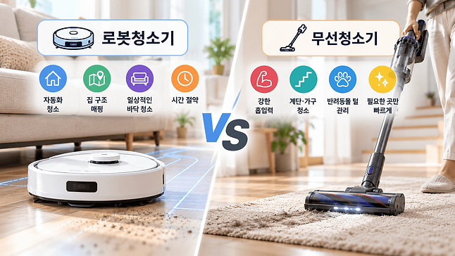 로봇청소기 무선청소기 비교