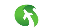 green logo with leaf and plane and the words jet set connect