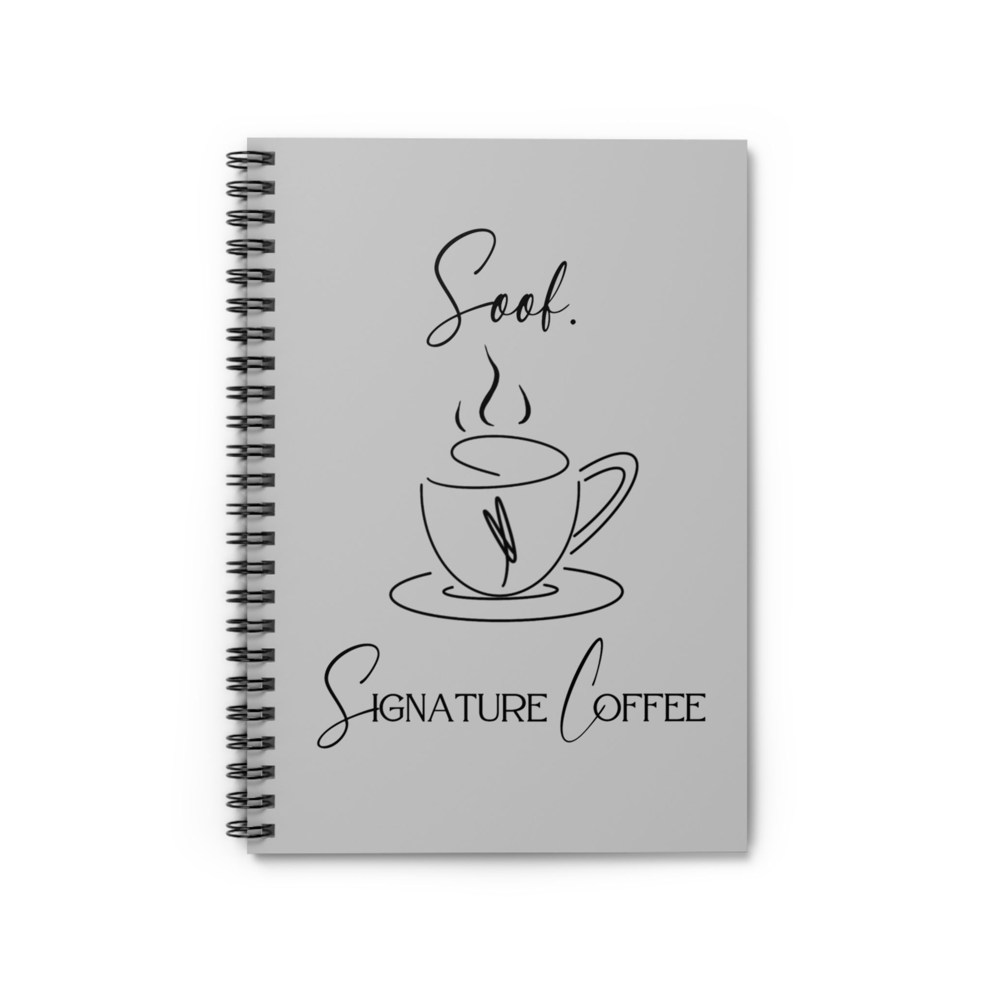 Soof. Signature Coffee Spiral Notebook (Grey) - Ruled Line