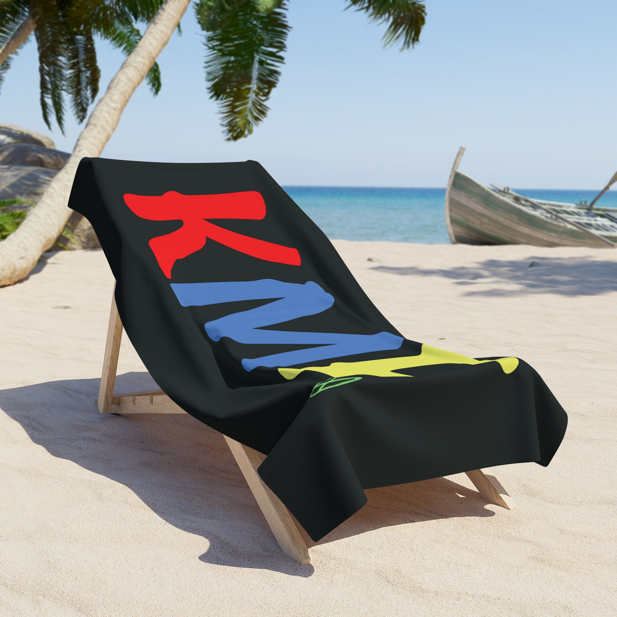 KMF Color w/ Signature Black Beach Towel