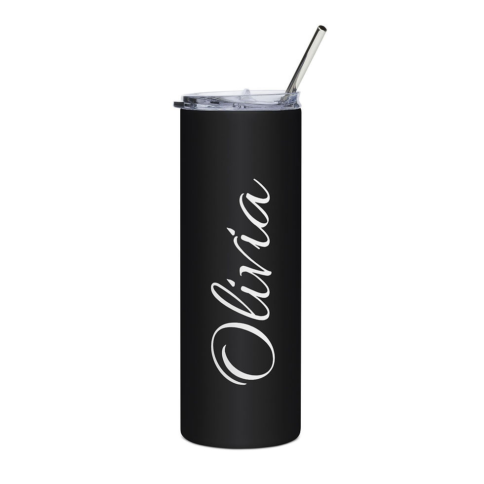 Thumbnail: Personalized Signature Black Stainless Steel Tumbler, 20oz