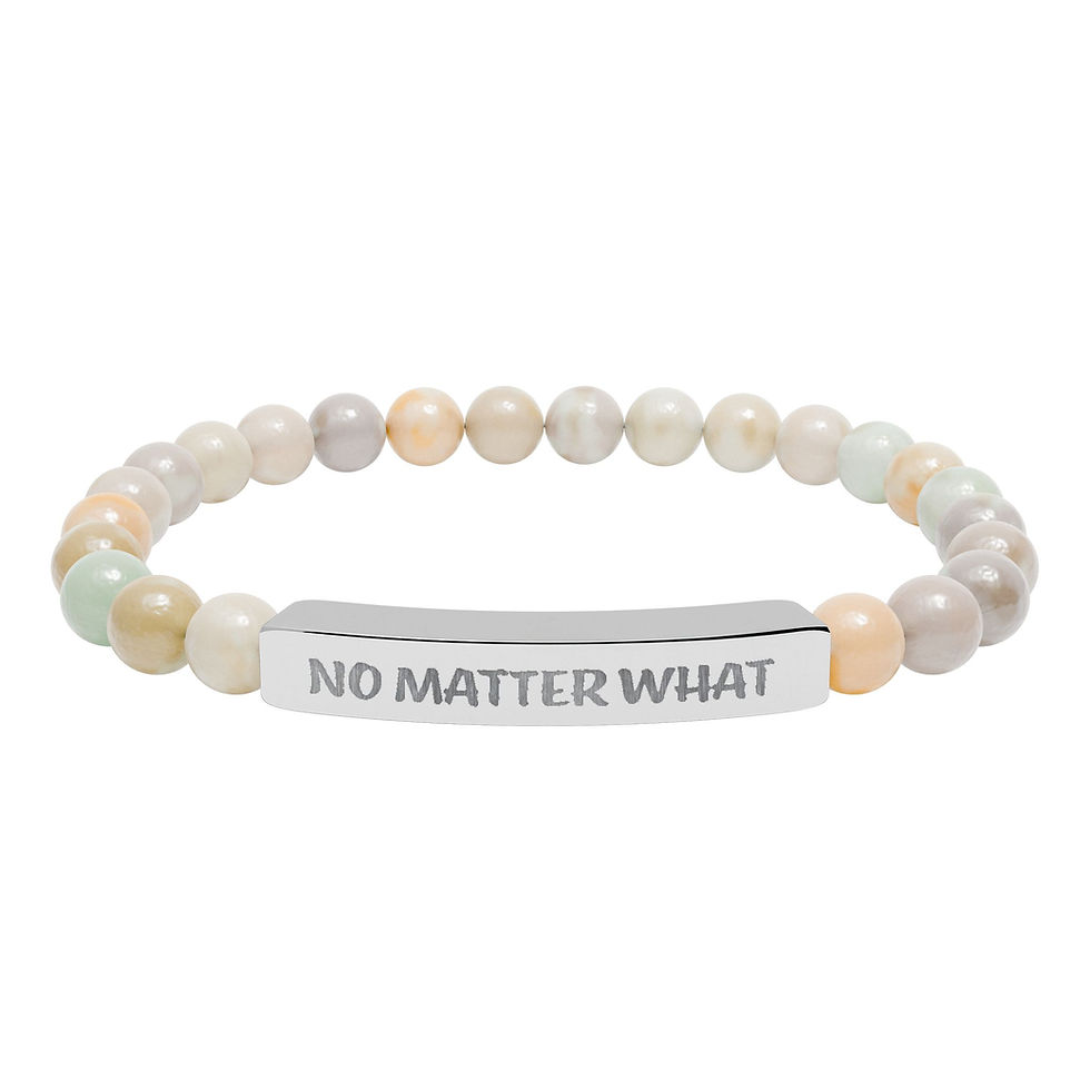 Thumbnail: No Matter What Natural Stone Stretch Bracelet with Silver Bar (Engraved)