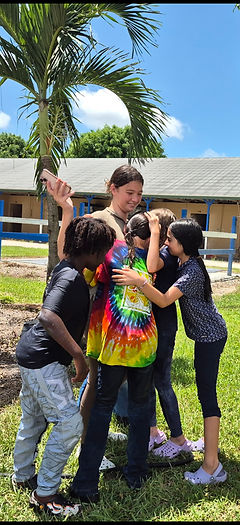 Hugging a counselor