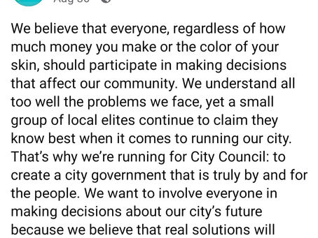 By and for the people.... Unless you're a "local elite"