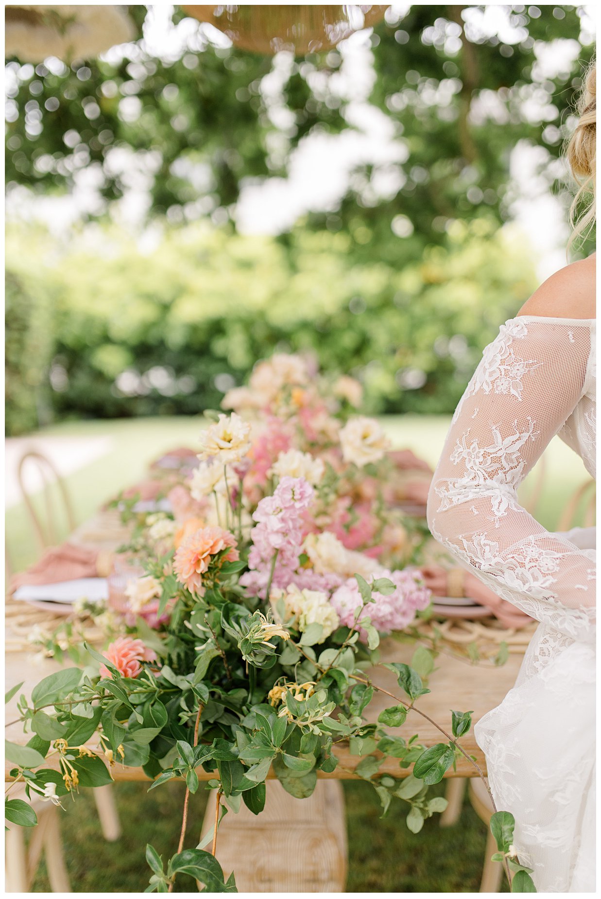 Lace Sleeve on a brides dress.