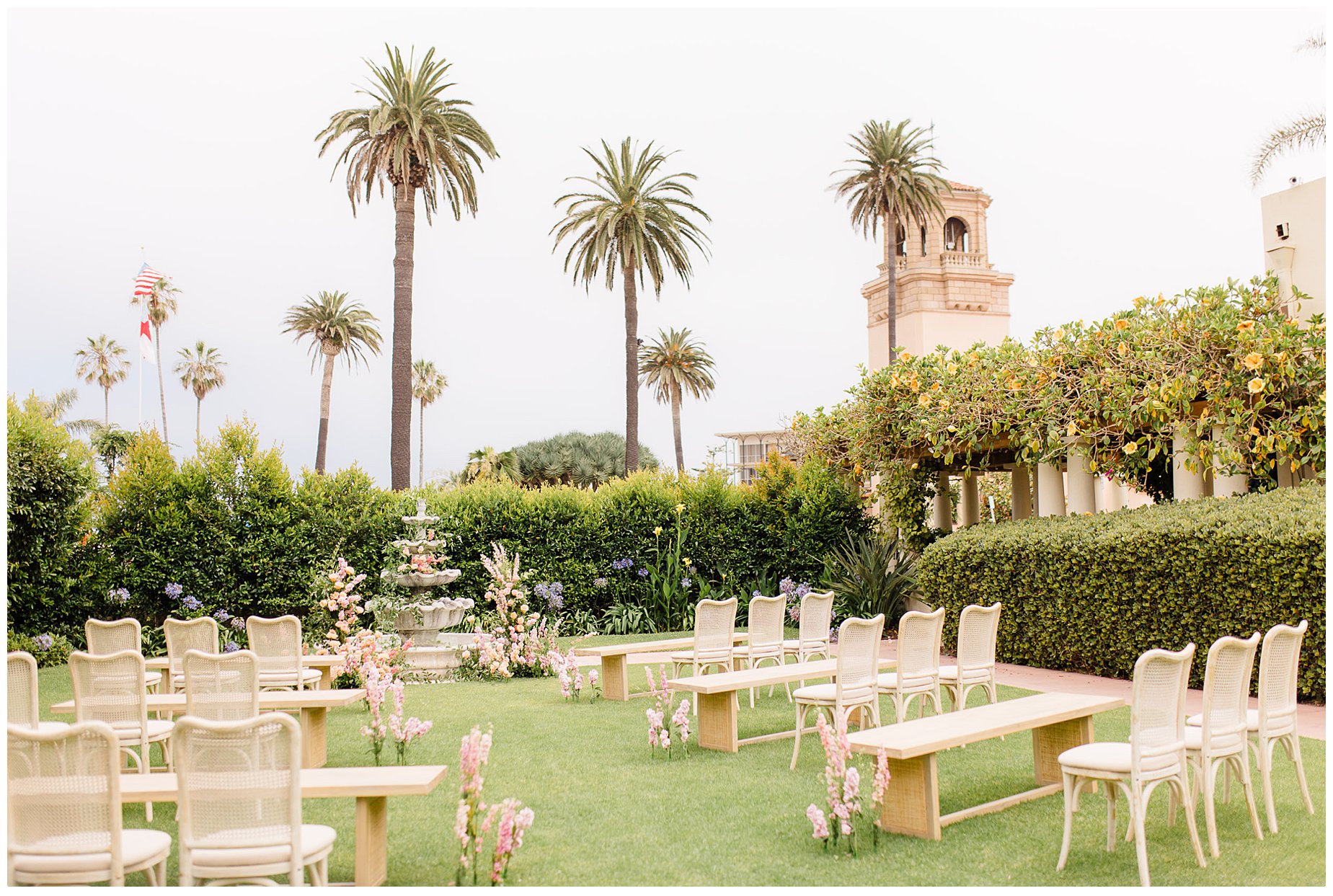 Outside Wedding Set up at La Jolla Womens Club 
