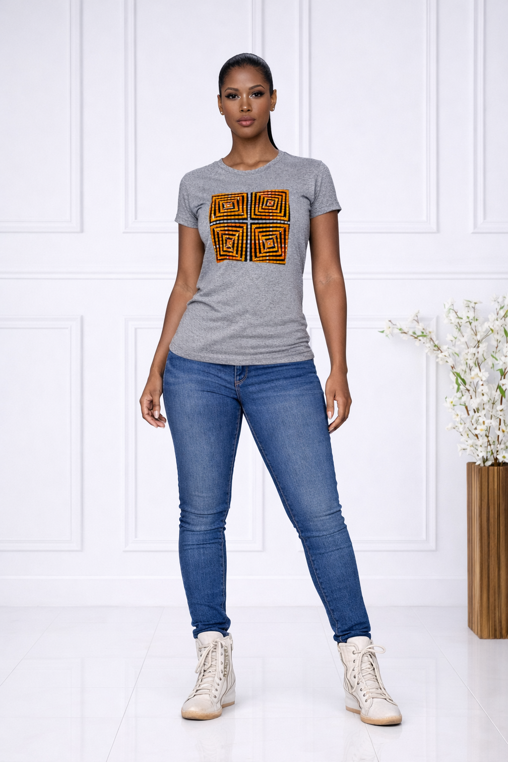 African Print Geometric T-Shirt