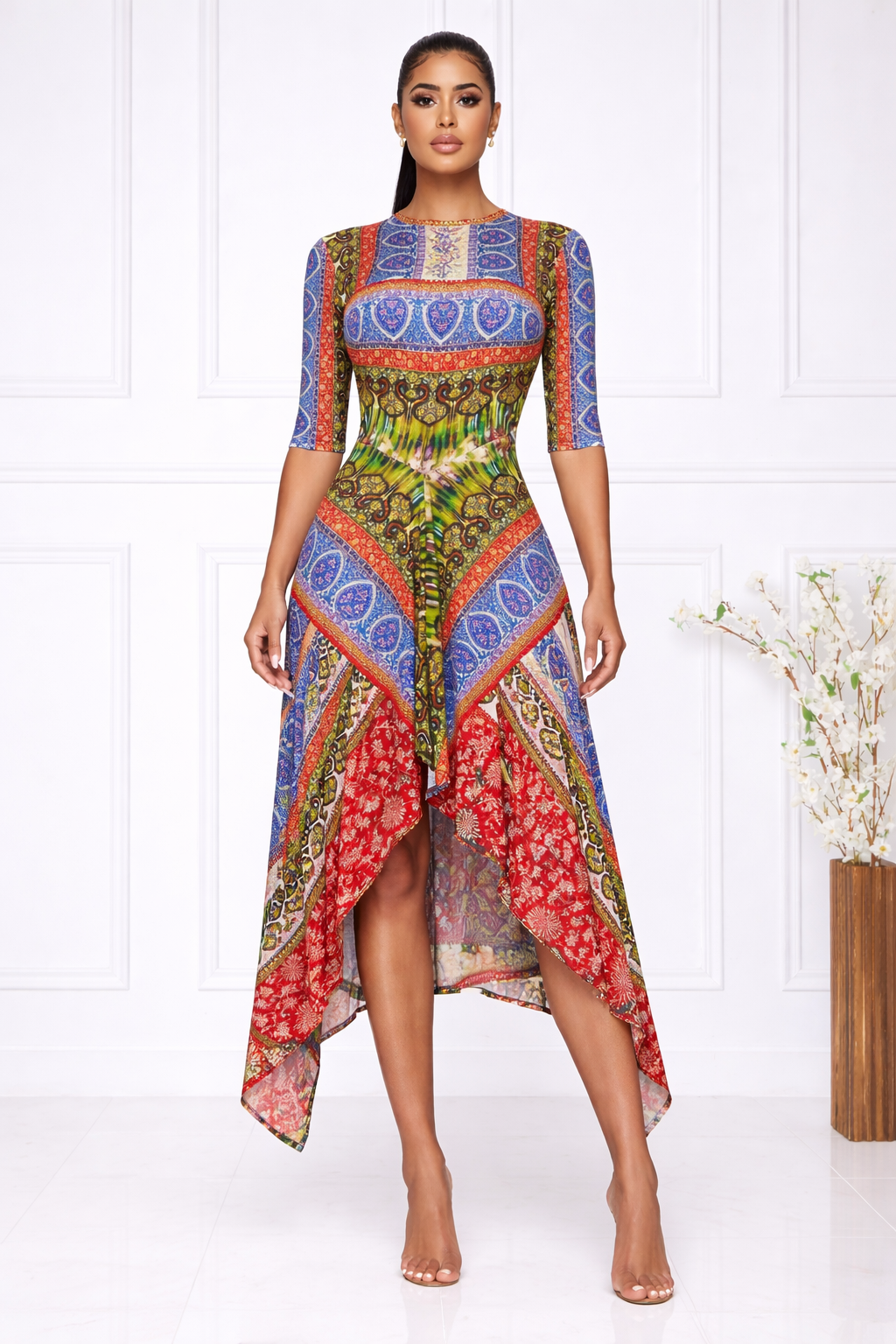 Nude Halter Tie-Back Wide-Leg Jumpsuit