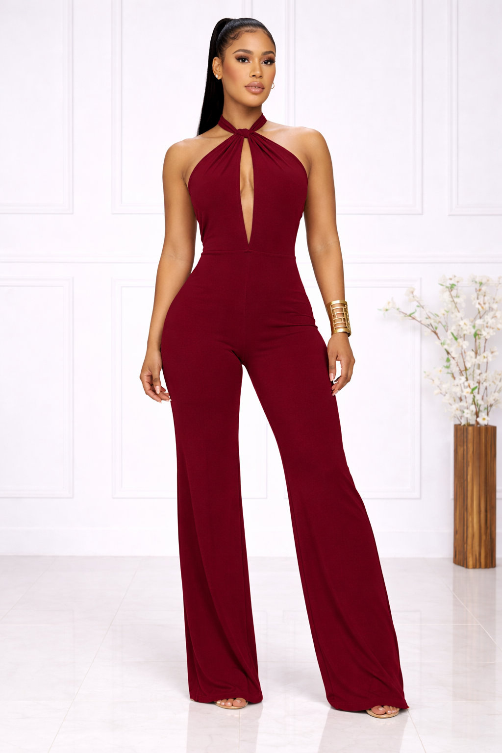 Ruby Allure Halter Keyhole Jumpsuit