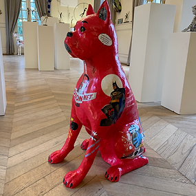 Chien boxer sculpture de papier Nicole et Aude