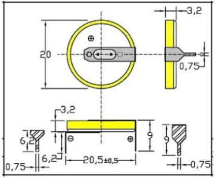 Thumbnail: CR 2032 3V with 2 leg connectors (PCB Mountable