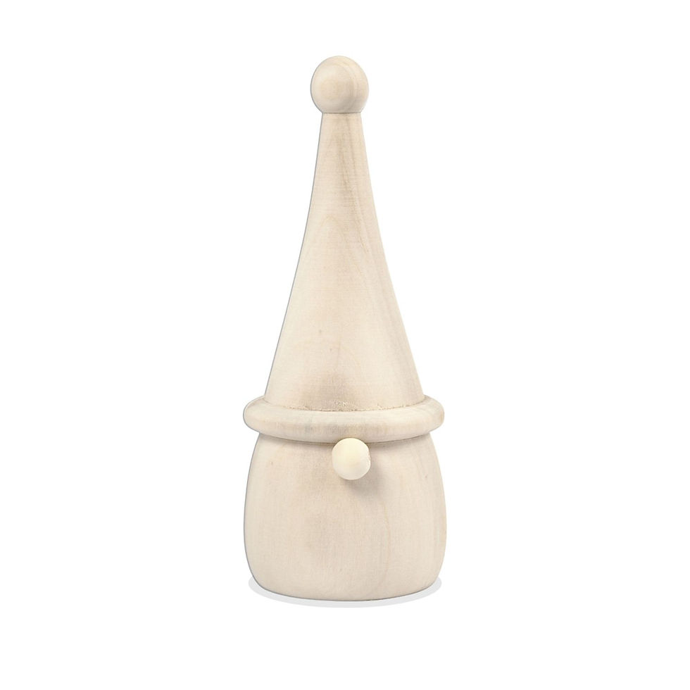 Houten kabouter 16 cm met neus en puntmuts blank hout voor kerst decoratie projecten, kerstversiering zelf maken basis