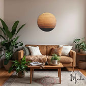 Jupiter - ronde wanddecoratie hout wall art - Ombre kleurverloop - in woonkamer v2.jpg