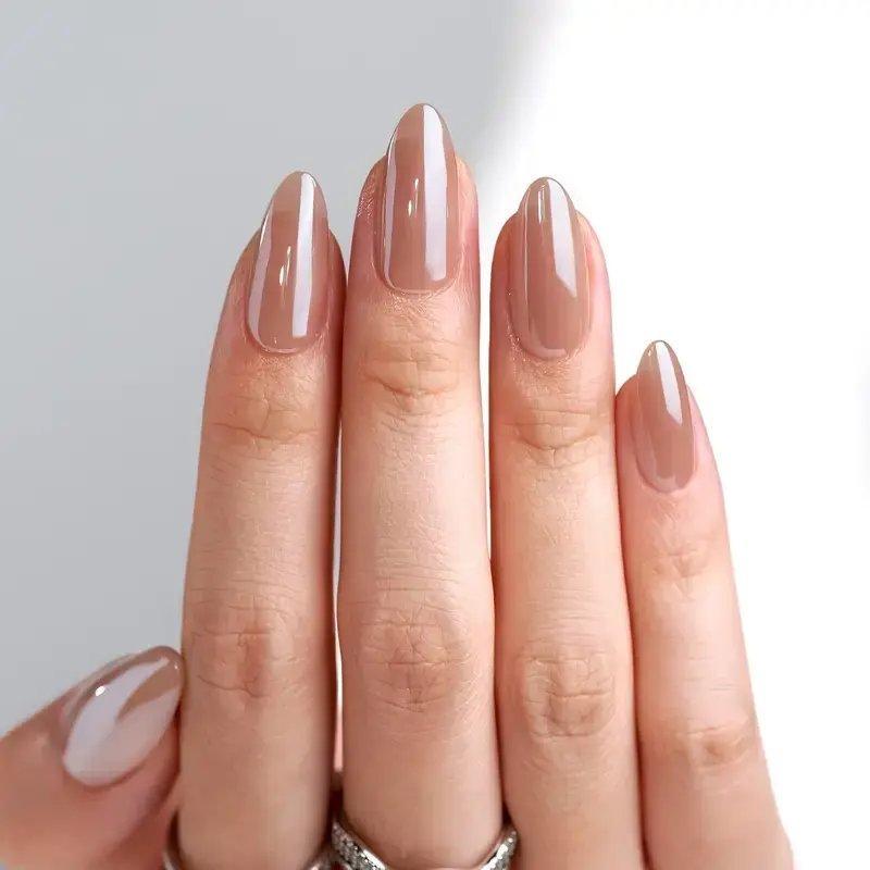 pink almond press-on nails