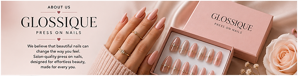 Glossique press on nails luxury pink gift box packaging