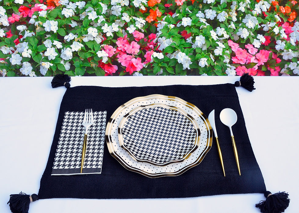 Black and White Wavy Paper Plate Set